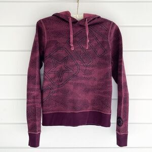 Converse Women's Polka Dot Speckled Large Logo Hoodie Sweatshirt Size XS Maroon